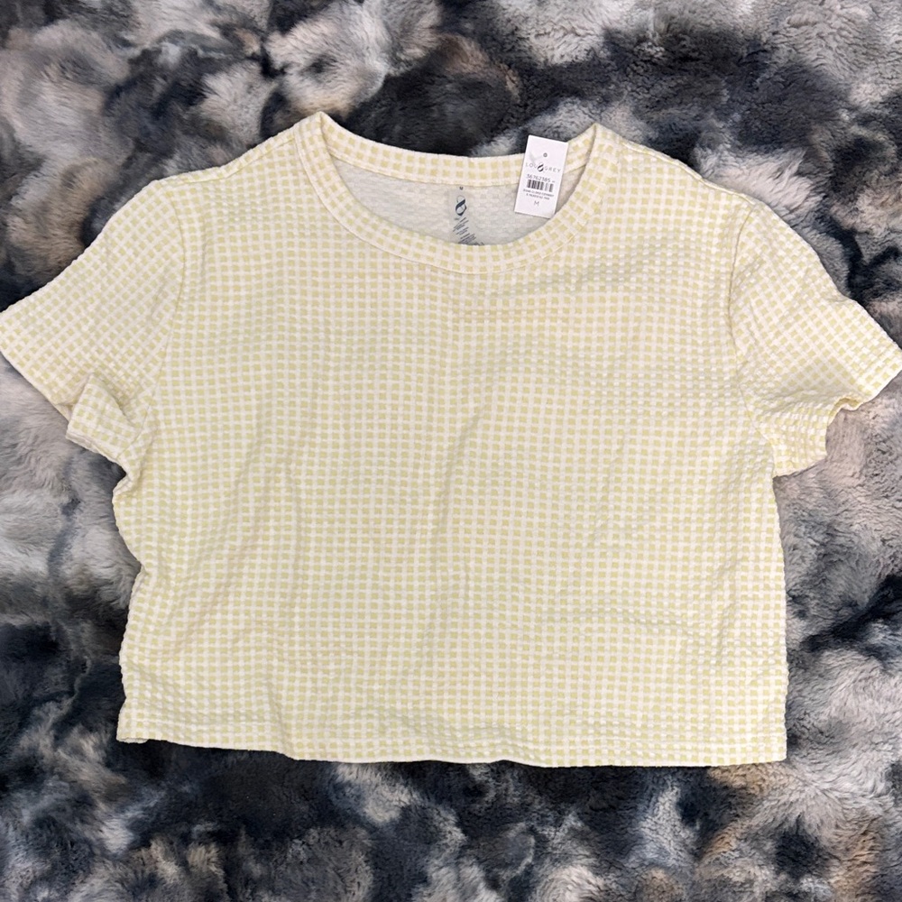 Lou & Grey Yellow Checkered Crop Top